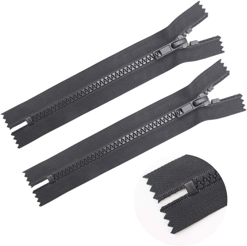 YaHoGa YaHoGa 2PCS 6 Inch 5 Close End Plastic Zippers Bulk Black Molded Resin Zippers for Sewing Clothes Purse Bags Crafts CE 6 2pcs  - Image 1