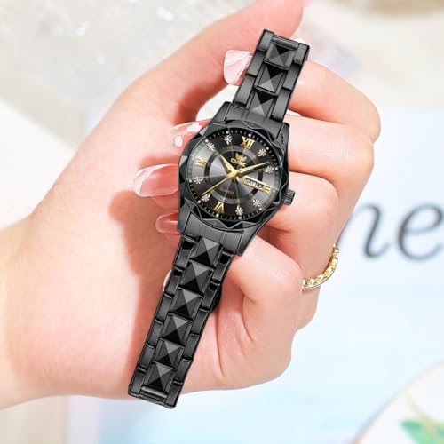OPK Watch for Women Black Bling Diamond Business Female Watch Stainless Steel Easy to Read Small Ladies Wrist Watches Luminous Waterproof - Image 5