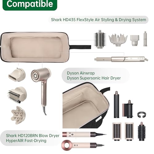KarSyon Shark Flex Style Case for Dyson Airwrap Hair Dryer Brush Revlon Hair Tools Travel Bag Carrying Case Flat Curling Iron Organizer (Black) - Image 4