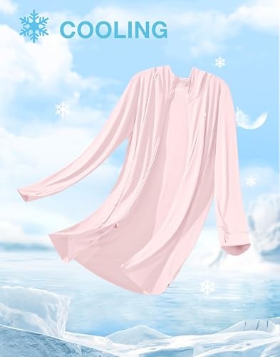 Soothfeel Women's UPF 50+ Swim Cover Up Sun Protection Hoodie SPF Lightweight Jacket Long Sleeve Beach Cover Ups for Women (cornus_Pink,L) - Image 5