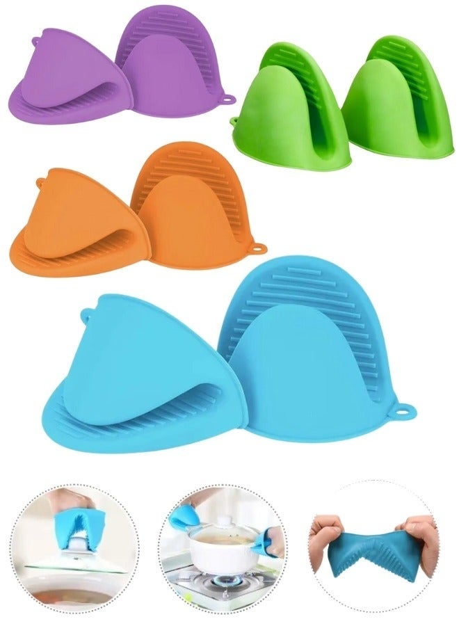 قفازات فرن صغيرة من السيليكون، قطعتان - قفازات خبز مقاومة للحرارة ومقابض للضغط، حاملات مقابض ساخنة مانعة للانزلاق للميكروويف والمطبخ (متعددة الألوان) - Image 2