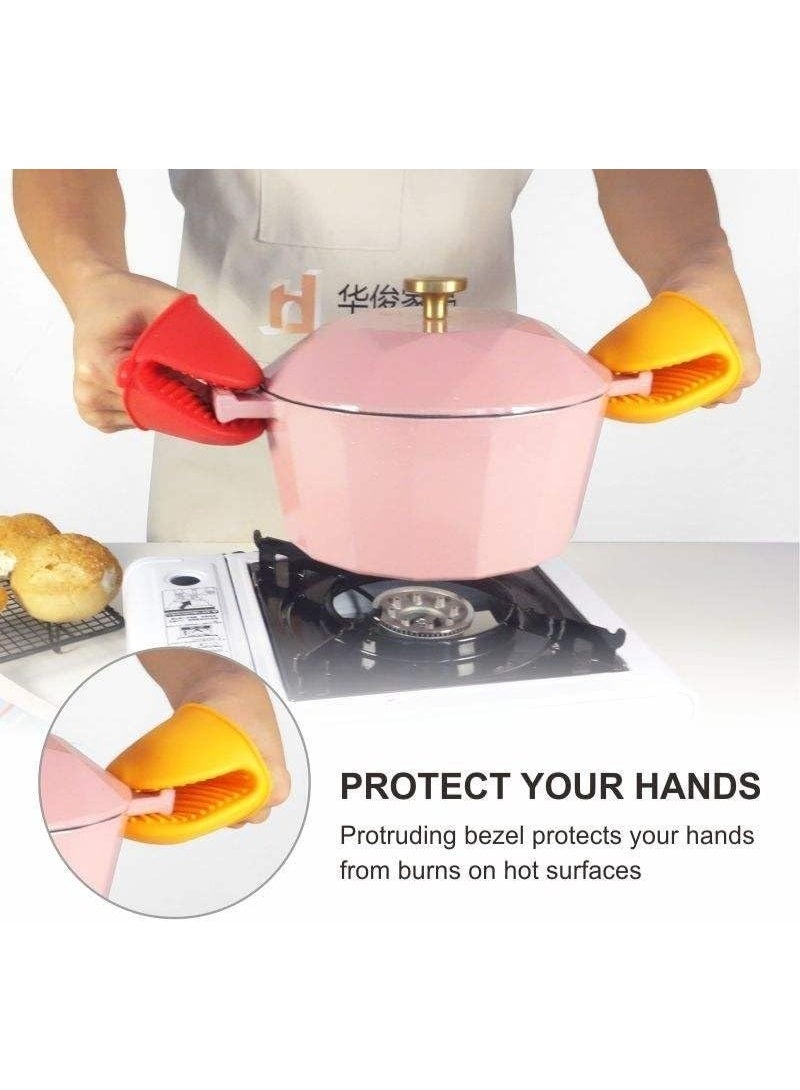 قفازات فرن صغيرة من السيليكون، قطعتان - قفازات خبز مقاومة للحرارة ومقابض للضغط، حاملات مقابض ساخنة مانعة للانزلاق للميكروويف والمطبخ (متعددة الألوان) - Image 4