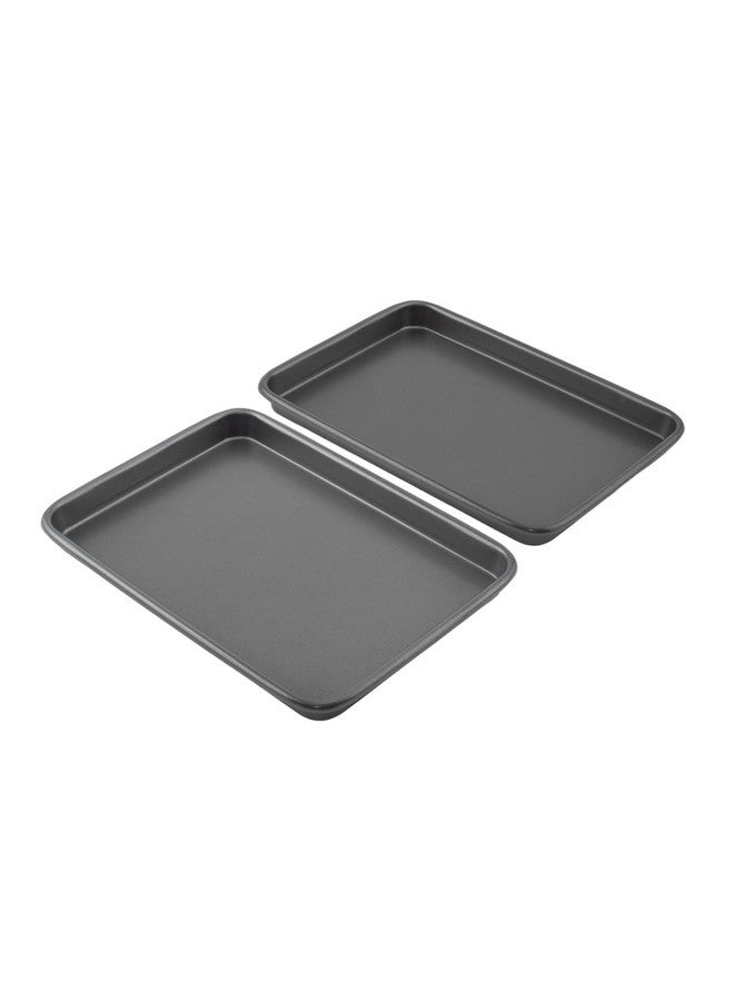 GoodCook Everyday Set of 2 Nonstick Steel 9" x 6.2" Toaster Oven Mini Baking Sheets, Gray - Image 2