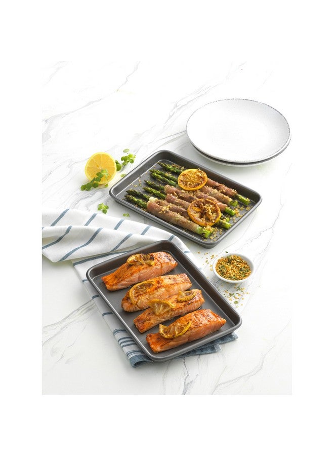 GoodCook Everyday Set of 2 Nonstick Steel 9" x 6.2" Toaster Oven Mini Baking Sheets, Gray - Image 4