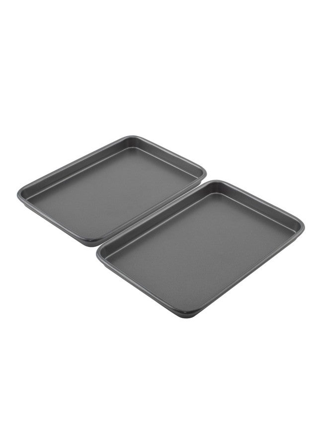 GoodCook Everyday Set of 2 Nonstick Steel 9" x 6.2" Toaster Oven Mini Baking Sheets, Gray - Image 3
