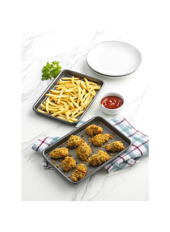 GoodCook Everyday Set of 2 Nonstick Steel 9" x 6.2" Toaster Oven Mini Baking Sheets, Gray - Image 5