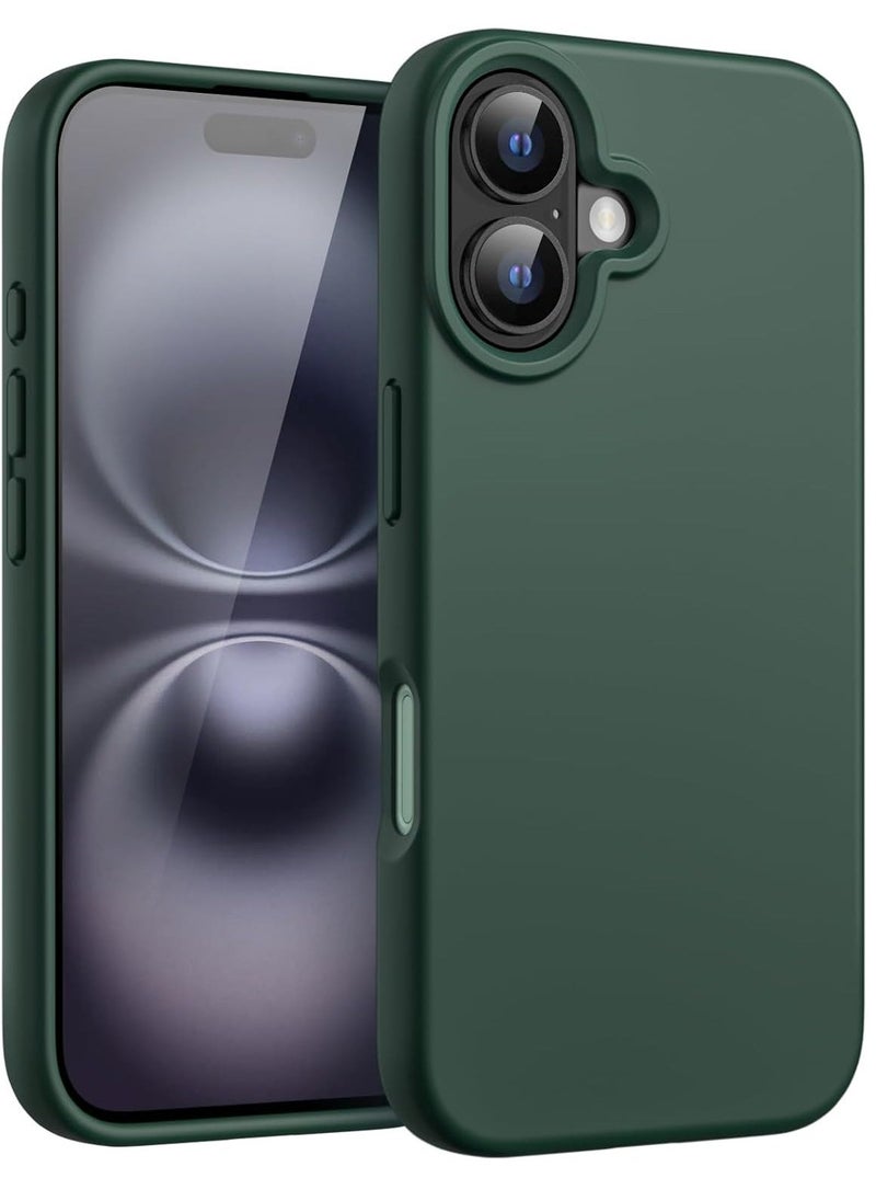 Raxoom Liquid Silicone Case for iPhone 16 (6.1-Inch) â€“ Silky Soft Touch Full-Body Protective Anti-Scratch Shockproof Cover with Microfiber Lining (Midnight Green) - Image 1