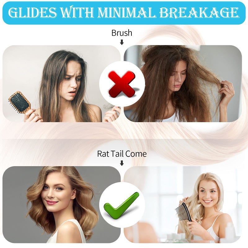 Romooa 3 Pieces Wide Tooth Comb Jumbo Rake Comb, Detangler Salon Shampoo for Long, Curly and 4c Hair - Image 2