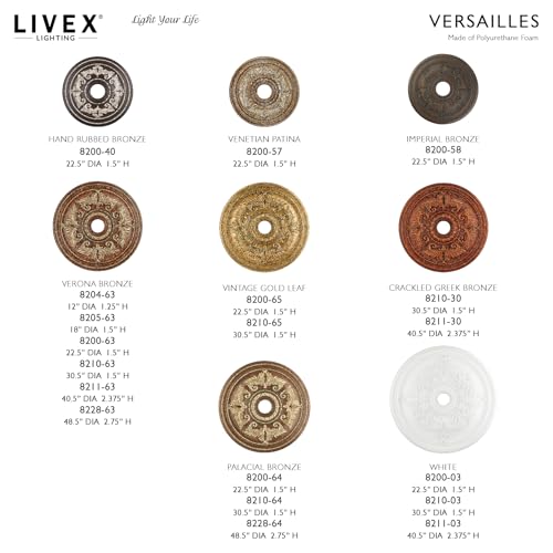 Livex Lighting, 8200-65, Ceiling Medallion, Hand Applied Vintage Gold Leaf with Gilded Accents, 22.k"Dx1.5"H - Image 5