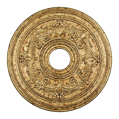 Livex Lighting, 8200-65, Ceiling Medallion, Hand Applied Vintage Gold Leaf with Gilded Accents, 22.k"Dx1.5"H - Image 1