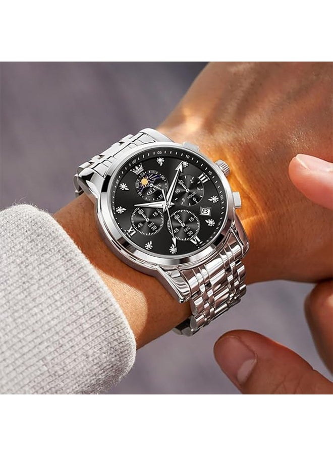 OLEVS OLEVS Mens Automatic Watches Self Winding Diamond Luxury Dress Wrist Watch Stainless Steel Waterpro of Men Wrist Watch  - Image 2
