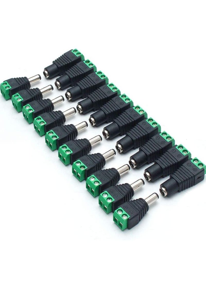 Y&D 10Pair Male & Female 2.1x5.5MM Barrel Power 12V and DC Jack Connector Adapter for CCTV Camera/Led Strip - Image 1