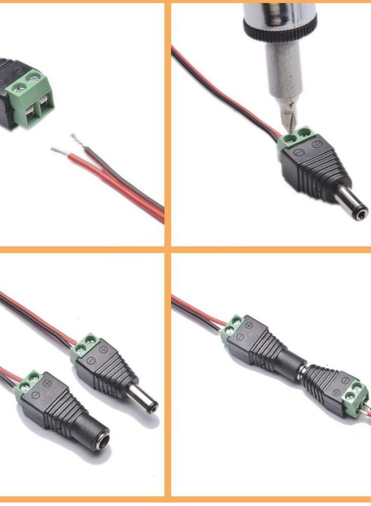 Y&D 10Pair Male & Female 2.1x5.5MM Barrel Power 12V and DC Jack Connector Adapter for CCTV Camera/Led Strip - Image 5
