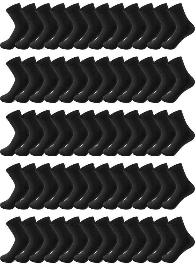 Tarpop Tarpop 100 Pairs Mens Socks Bulk Moisture Wicking Socks Casual Sports Ankle Socks Bulk for Homeless Unisex Adult Men Women (Black) - Image 1