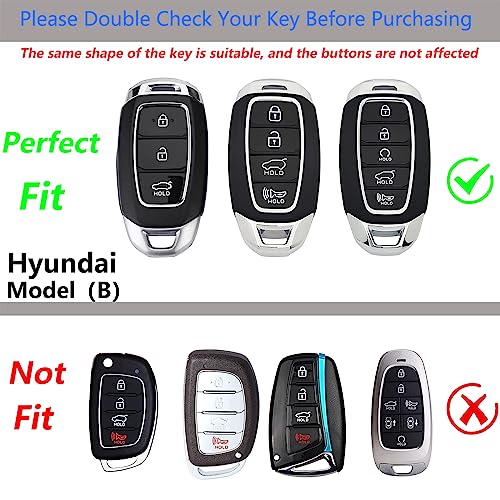 SLAKNOK for Hyundai Key Fob Cover with Keychain,Stylish and Durable Zinc Alloy Protection Key Case Compatible with 2019 2020 2021 2022 2023 Elantra Palisade Kona Santa Remote Key shell Accessories - Image 2