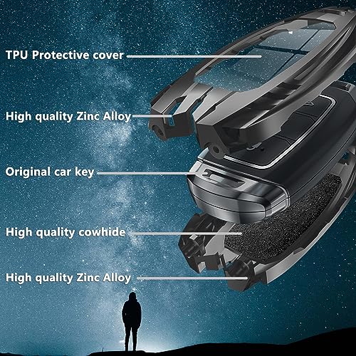SLAKNOK for Hyundai Key Fob Cover with Keychain,Stylish and Durable Zinc Alloy Protection Key Case Compatible with 2019 2020 2021 2022 2023 Elantra Palisade Kona Santa Remote Key shell Accessories - Image 3