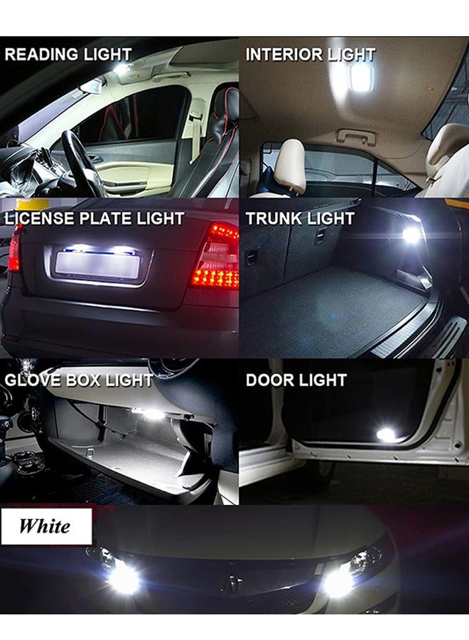 20 قطعة مصابيح LED بيضاء وأصفر، 6000K 68 2825 W5W T10 مصابيح بديلة إسفين LED COB، مصابيح صغيرة لأضواء لوحة الترخيص، مصابيح موضع السيارة، ضوء الخريطة - Image 5