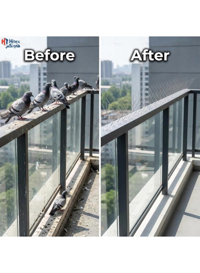 هيتكس مسامير طاردة للطيور للاستخدام الخارجي والداخلي، متينة ومضادة للطيور بقاعدة من البولي كربونات المقاومة للأشعة فوق البنفسجية، توقف الحمام والغربان والنوارس، سهلة التركيب على الأسطح ووحدات التكييف والشرفات 40 - Image 2