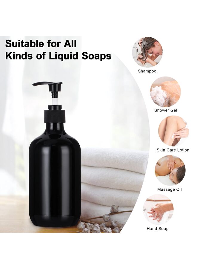موزع صابون، موزع شامبو وبلسم بلاستيكي فارغ سعة 500 مل، موزع صابون استحمام قابل لإعادة التعبئة، زجاجة مضخة حاويات سائلة للمطبخ والحمام (أسود) - Image 4