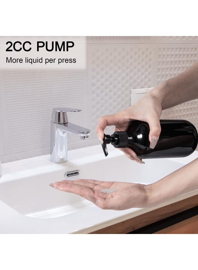 موزع صابون، موزع شامبو وبلسم بلاستيكي فارغ سعة 500 مل، موزع صابون استحمام قابل لإعادة التعبئة، زجاجة مضخة حاويات سائلة للمطبخ والحمام (أسود) - Image 5