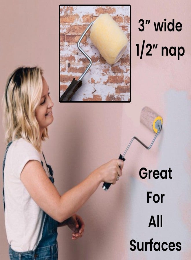 ALAZCO 6 Pcs 3-Inch ALAZCO 3/8 Nap Polyester Small Paint Roller Refill Covers NO SHED Premium for Indoor Outdoor Projects Painting Trims Cabinets Furniture Doors Walls Edges Corners - Image 4