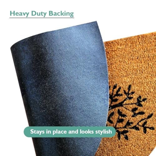 ATMAH Half Round Tree Design Coir Door Mat 40 x 70 cm | Anti Slip PVC Backing | Dirt Trapper | Indoor & Covered Outdoor Entrance Mat - Image 3