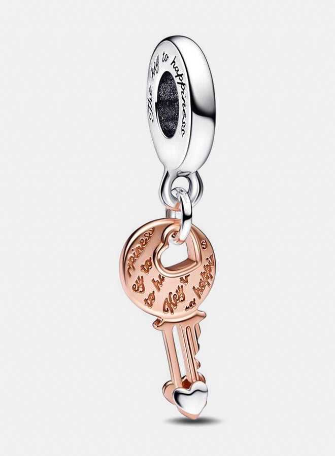 PANDORA Key Sterling Silver And 14K Rose Gold-Plated Dangle 