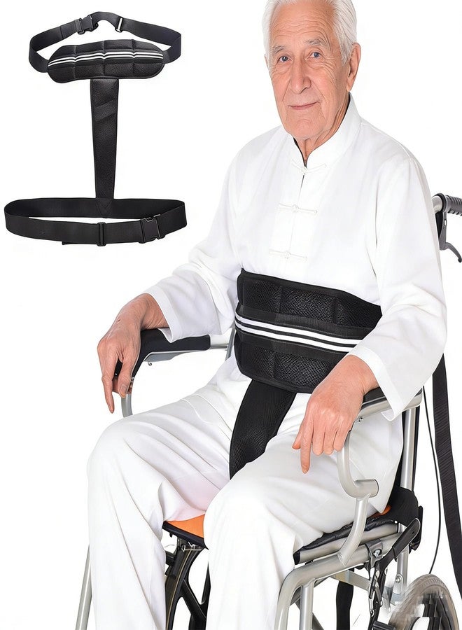 AUSTYLCO Wheelchair Safety Belt,Anti-Slip Wheelchair Seat Belt with Adjustable Secure Buckle,Wheelchair Harness for Seniors Elderly,Patients Black - Image 1