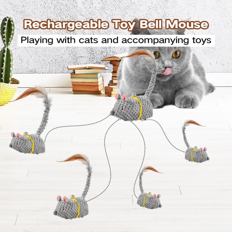 KASTWAVE Auto Moving Mouse Cat Toy, Squeaky Realistic Mouse Toys, Remote Control Smart Automatic Obstacle Avoidance Mice Cat Toy with Feather Tail, Quiet Rolling Design Dog Cat Toy - Image 2