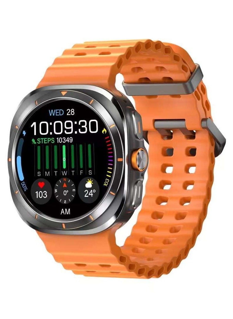 FEND FEND W7 Smart Watch Ultra with 47 mm Display and Wireless Charger Orange  - Image 1