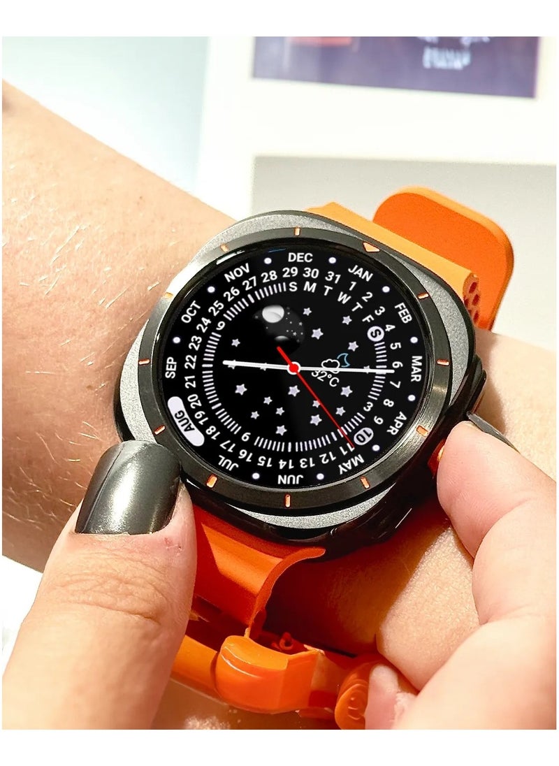FEND FEND W7 Smart Watch Ultra with 47 mm Display and Wireless Charger Orange  - Image 2