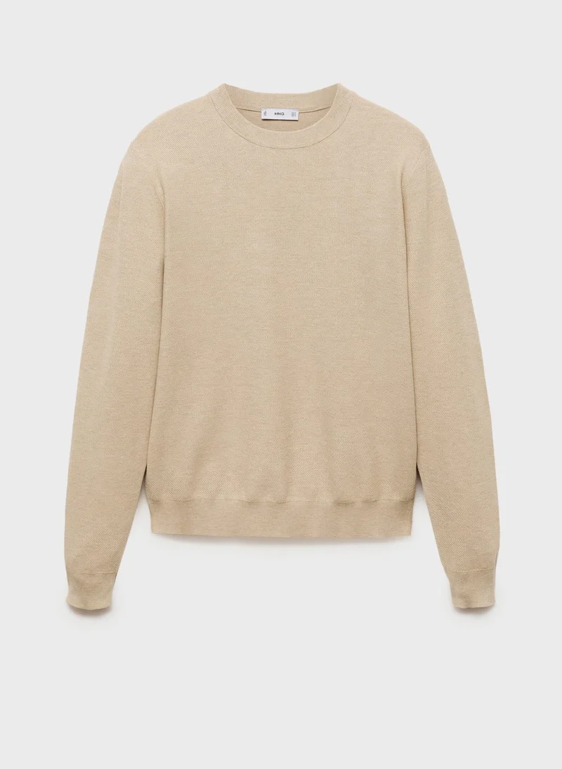 Mango Man Ribbed Knitted Long-Sleeved T-Shirt