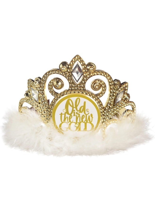 Amscan تاج بلاستيكي من العصر الذهبي - 4 1/2" × 6 1/2" | أبيض وذهبي | 1 قطعة