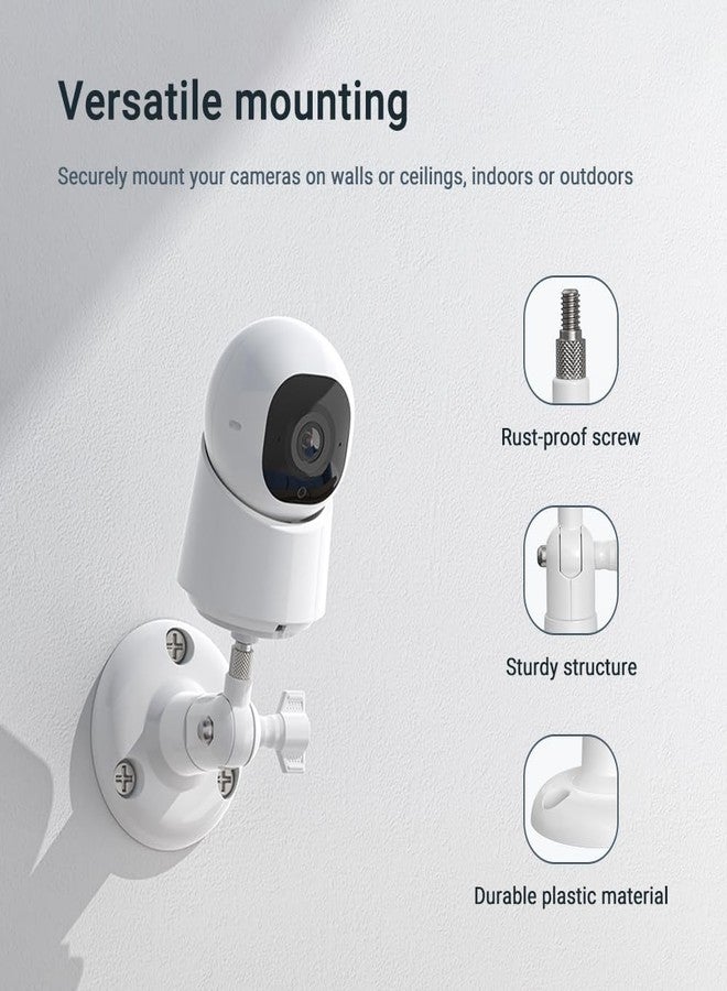 Holicfun 360° Adjustable Indoor/Outdoor Security Camera Wall Mount - Universal 1/4"-20 Thread Mounting Bracket for Ring, Blink, Eufy, Google Nest, Arlo, Wyze & More - White - Image 2