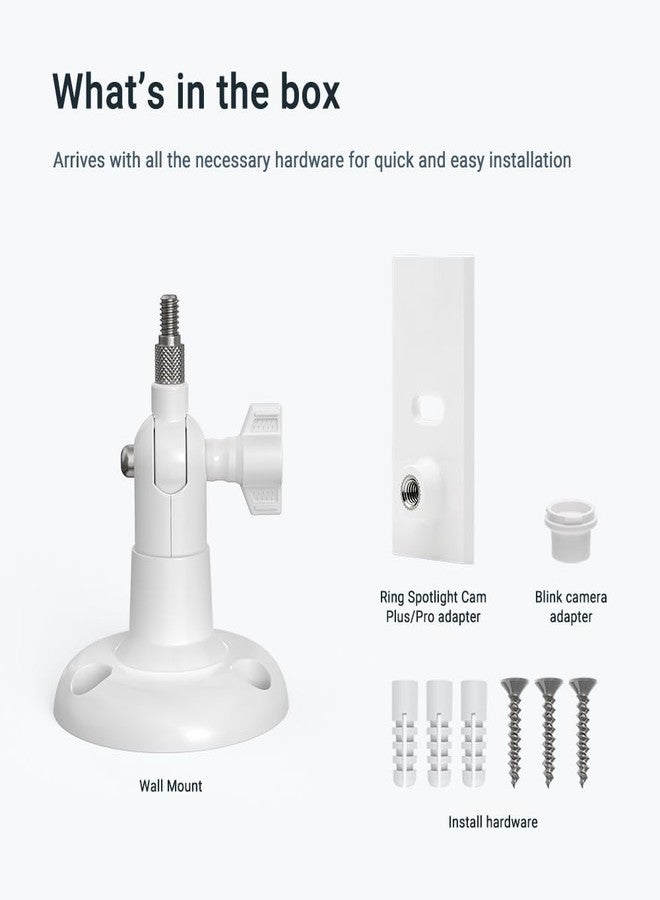 Holicfun 360° Adjustable Indoor/Outdoor Security Camera Wall Mount - Universal 1/4"-20 Thread Mounting Bracket for Ring, Blink, Eufy, Google Nest, Arlo, Wyze & More - White - Image 5