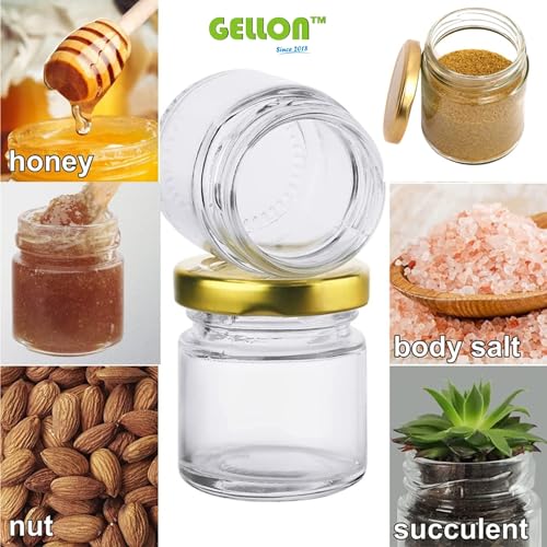 Gellon 24 Pc Small Glass Jars with Golden lid 50 ml, small glass container with lid, Small Jar for Crafts, Wedding, Spices, DIY and Candle Making Glass Jar - Image 3