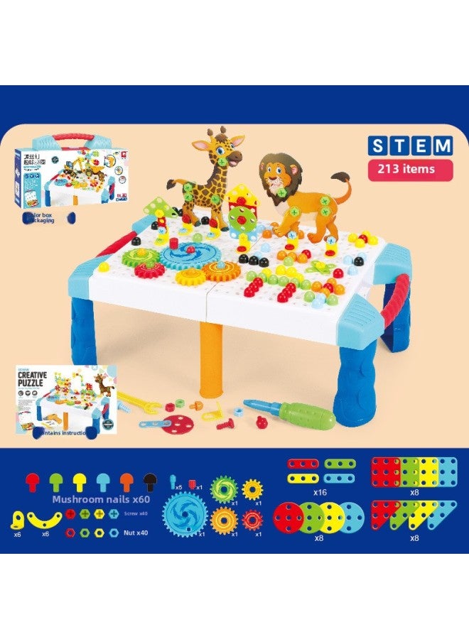 【المنتجات】 مع برغي مثقاب كهربائي لتجميع وتجميع مكعبات البناء أحجية الصور المقطوعة ألعاب تجميع ذكاء التعليم المبكر للأطفال - اللون: 213 مع مكعبات تجميع يدوية - Image 1