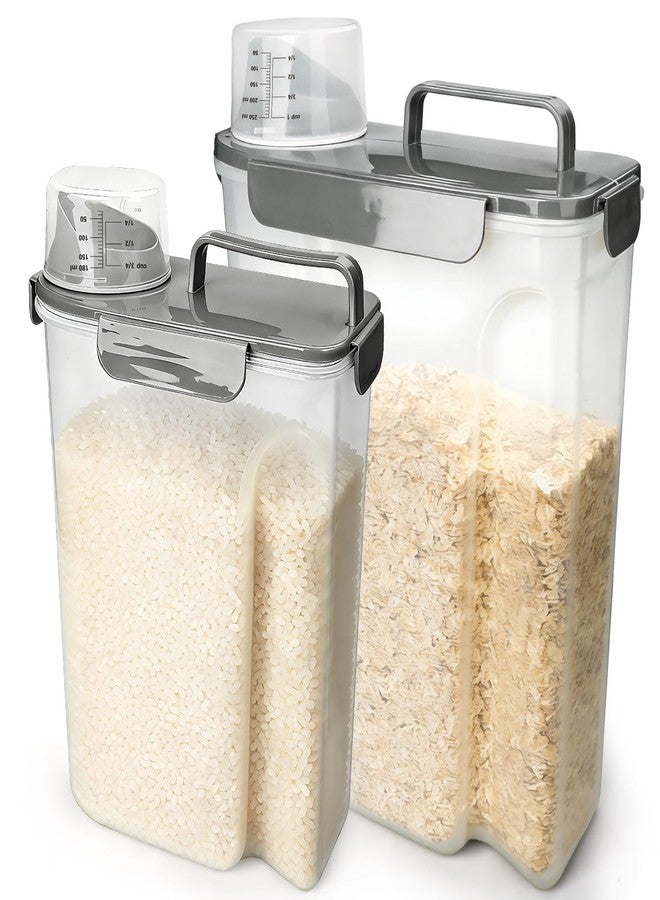 Komzon Rice Storage Containers, Airtight Cereal Containers Storage, BPA Free Rice dispenser for Flour, Pasta, Grain and Baking, Pet Dog Cat Bird Food Container 20lb+ 10lb Grey - Image 1