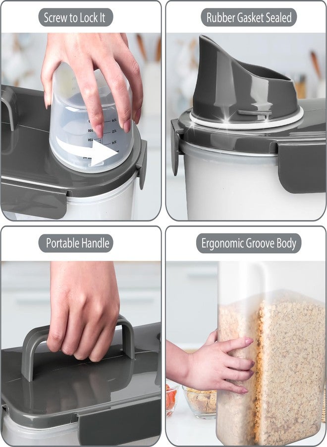 Komzon Rice Storage Containers, Airtight Cereal Containers Storage, BPA Free Rice dispenser for Flour, Pasta, Grain and Baking, Pet Dog Cat Bird Food Container 20lb+ 10lb Grey - Image 5