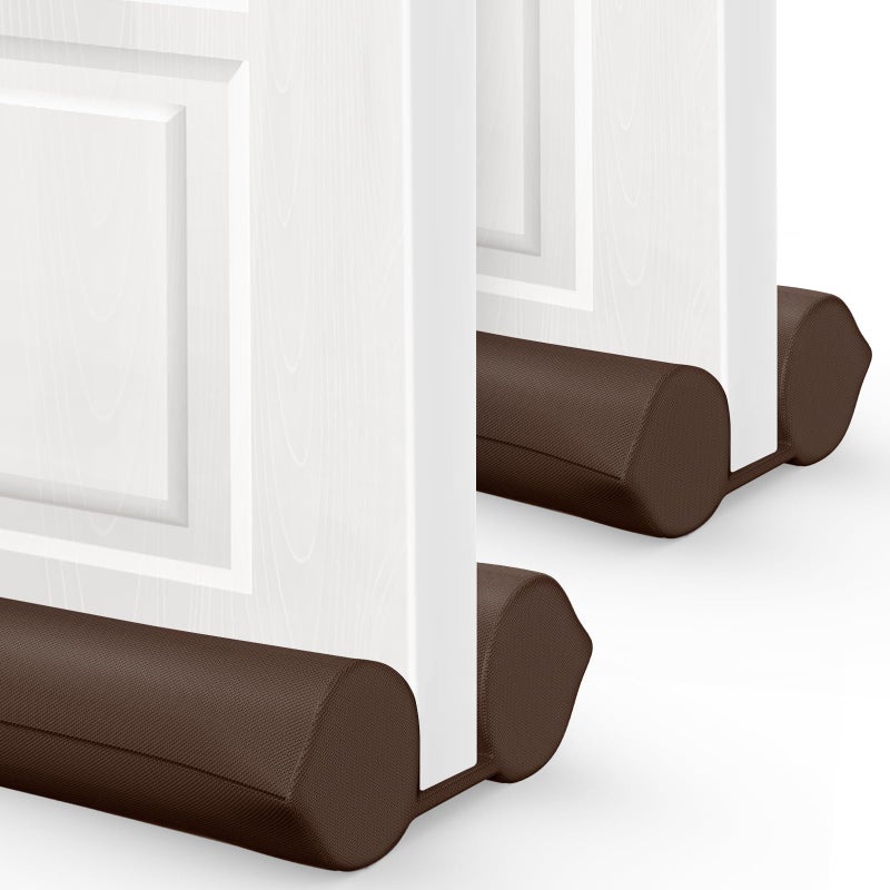 Comfyanno 2 Pack Under Door Draft Stopper - Bottom Door Gap Filler & Seal - Fits 30â€ to 36â€ Door, Block Cold Air, Noise, Sound, Wind, Bugs, Easy to Install, Double Side Block, No Adhesive, Brown - Image 1