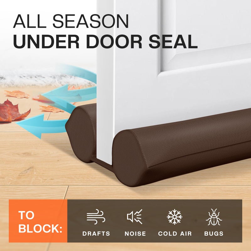 Comfyanno 2 Pack Under Door Draft Stopper - Bottom Door Gap Filler & Seal - Fits 30â€ to 36â€ Door, Block Cold Air, Noise, Sound, Wind, Bugs, Easy to Install, Double Side Block, No Adhesive, Brown - Image 2