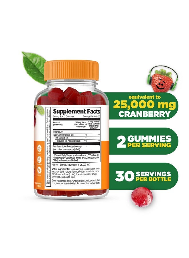 Lifeable Cranberry Gummies for Kids | 25000 mg Equivalency | Great Tasting Cranberry Supplement | for Urinary Tract Health, Bladder & Digestive Support | Vegan and Non GMO Cranberries | 60 Count - Image 2