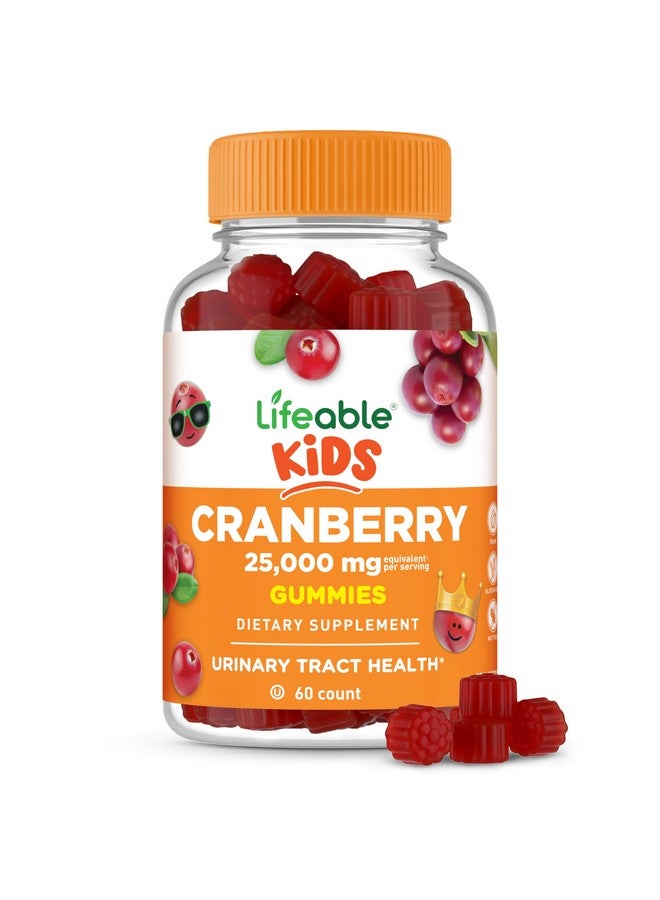 Lifeable Cranberry Gummies for Kids | 25000 mg Equivalency | Great Tasting Cranberry Supplement | for Urinary Tract Health, Bladder & Digestive Support | Vegan and Non GMO Cranberries | 60 Count - Image 1