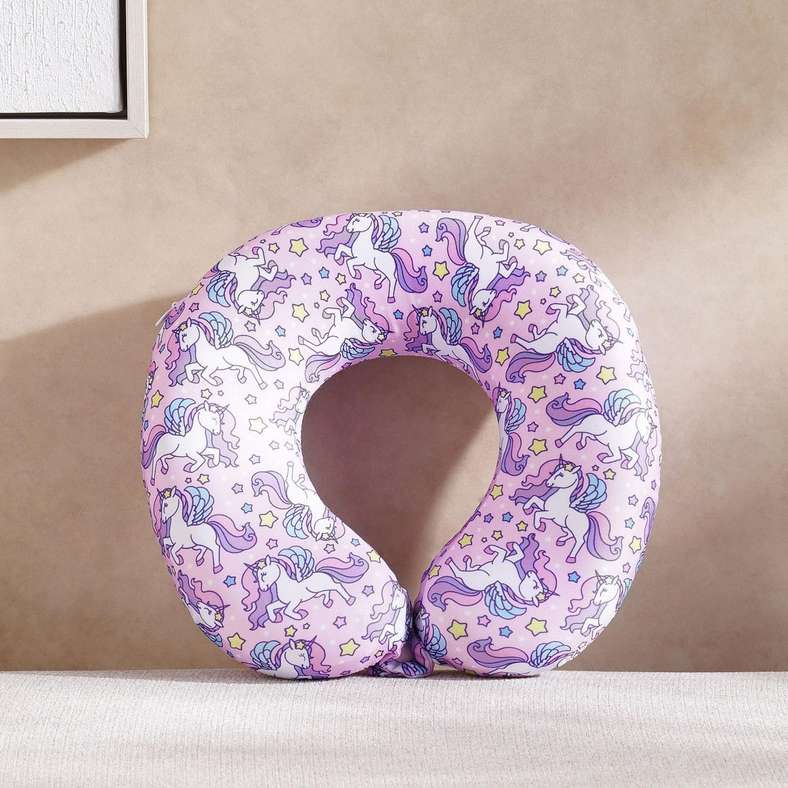 Pan Home Unicorn Memory Foam Kids Travel Pillow 23x23x8cm - Pink - Image 1