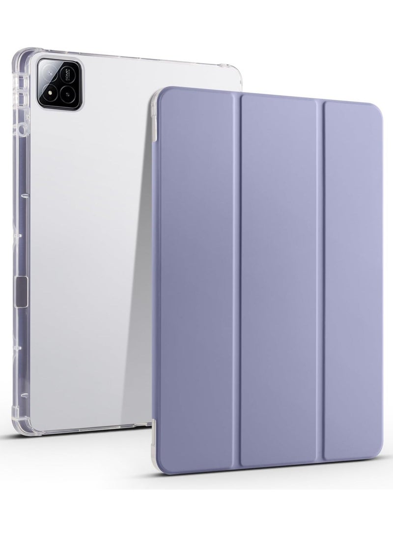 VKL Xiaomi Pad 7/Pad 7 Pro 11.2 Inch 2024,Acrylic Transparent and Anti-yellowing Tablet Case,with Pen Slot,Auto Sleep/Wake,Multi-angle Bracket (Lavender)