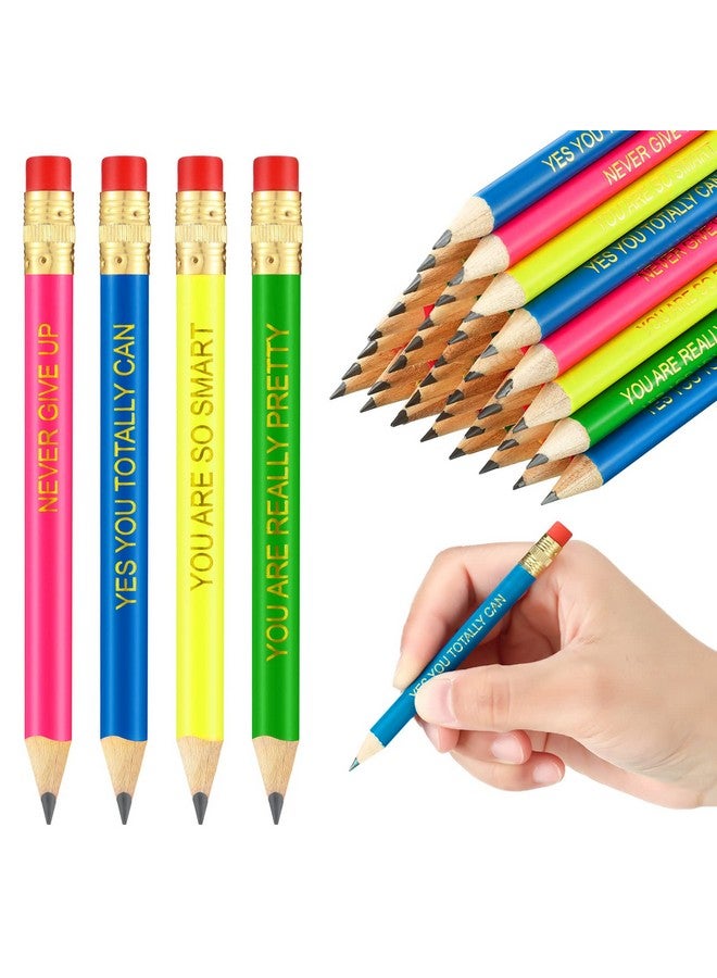 Tinlade 72 Pcs Inspirational Golf Pencils With Erasers For Kids Bulk 4 Colors Quotes Presharpened Neon Mini Pencils Motivational Half Pencils Back To School Gifts For Students Office Supplies - Image 1