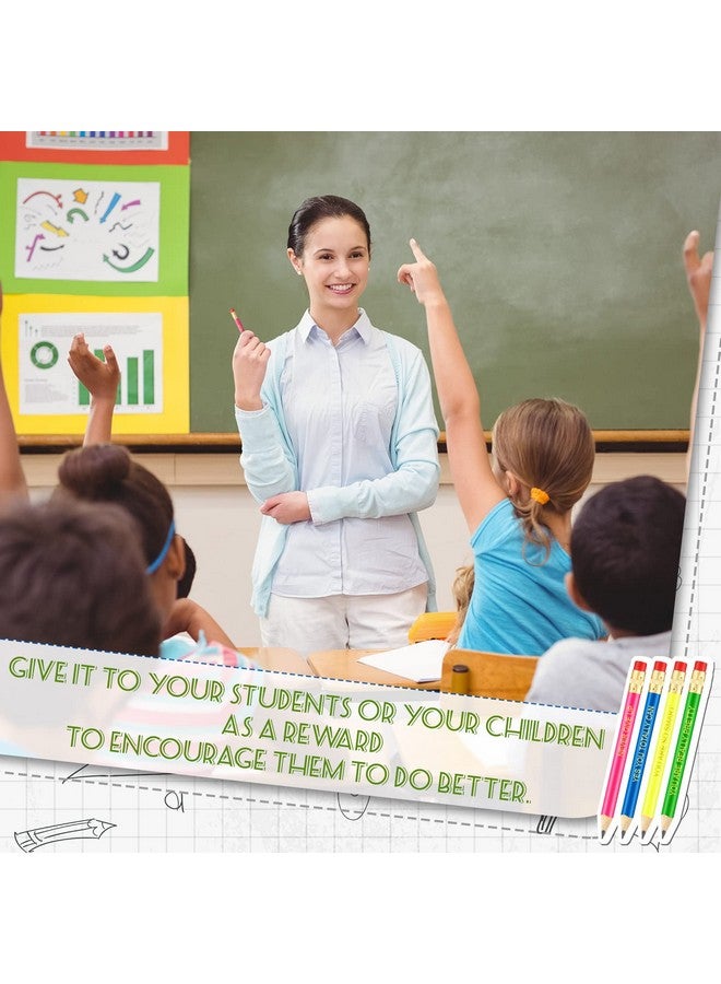 Tinlade 72 Pcs Inspirational Golf Pencils With Erasers For Kids Bulk 4 Colors Quotes Presharpened Neon Mini Pencils Motivational Half Pencils Back To School Gifts For Students Office Supplies - Image 3