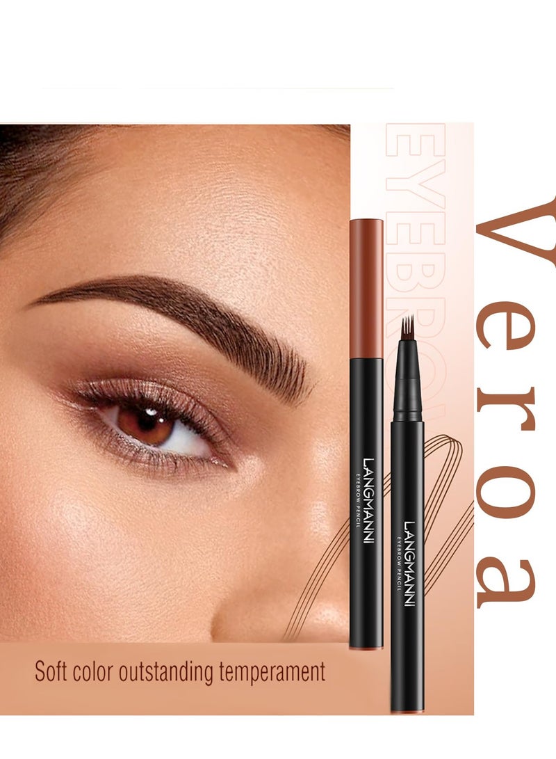 Brown Eyebrow Pen, 2 Pcs Brown Eyebrow Pencil With 4 Micro-Fork Tipm,Natural Stereoscopic Long-Lasting, Waterproof, Non-Fadin, Creates Natural Looking Brows Effortlessly, for All Brow Shapes - Image 5