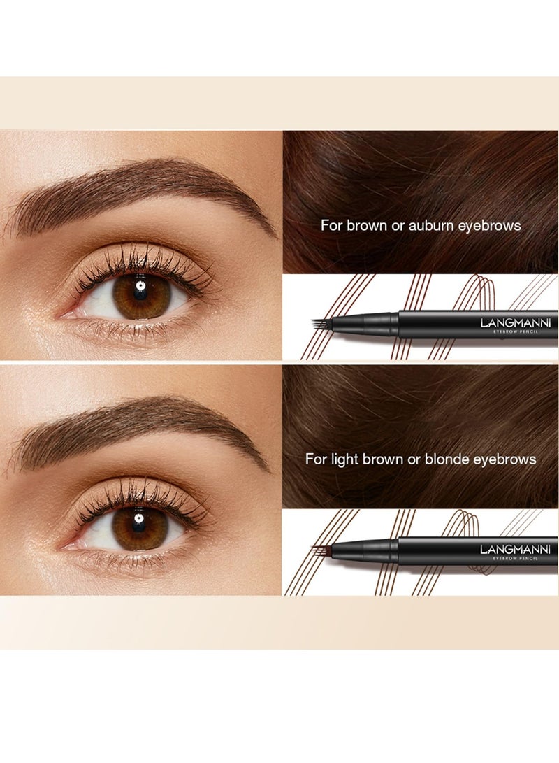 Brown Eyebrow Pen, 2 Pcs Brown Eyebrow Pencil With 4 Micro-Fork Tipm,Natural Stereoscopic Long-Lasting, Waterproof, Non-Fadin, Creates Natural Looking Brows Effortlessly, for All Brow Shapes - Image 2