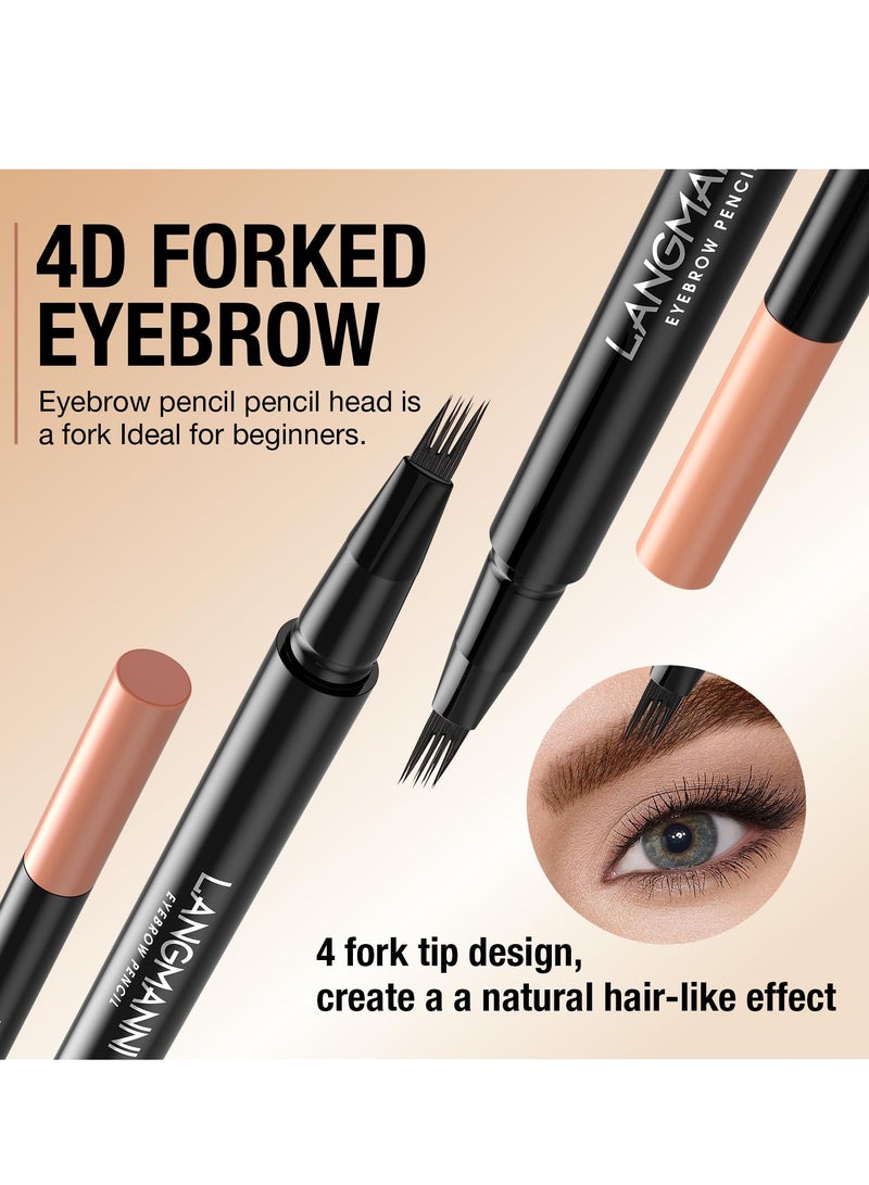 Brown Eyebrow Pen, 2 Pcs Brown Eyebrow Pencil With 4 Micro-Fork Tipm,Natural Stereoscopic Long-Lasting, Waterproof, Non-Fadin, Creates Natural Looking Brows Effortlessly, for All Brow Shapes - Image 4